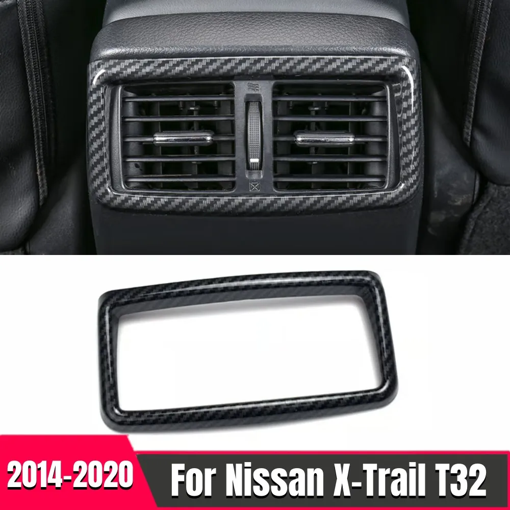 

ABS Carbon Fiber Car Rear Air Condition outlet Vent frame Cover Trim For Nissan X-Trail Xtrail X trail T32 2014-2020 Accessories