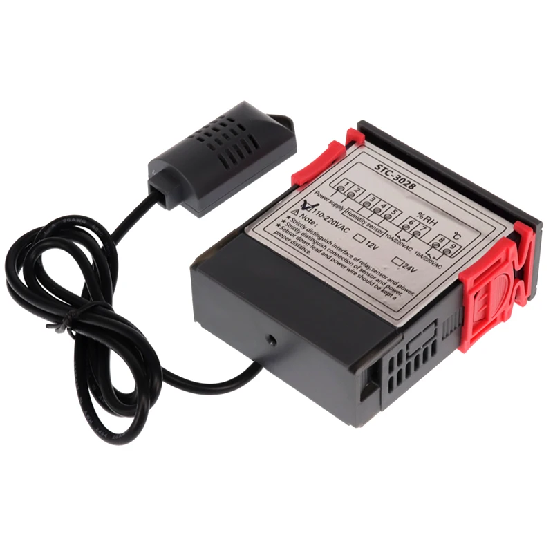 Imagem -03 - Display Digital Termostato Temperatura e Controle de Umidade Termômetro Higrômetro Incubadora Controlador Dc12v24v Ac220v Stc3028