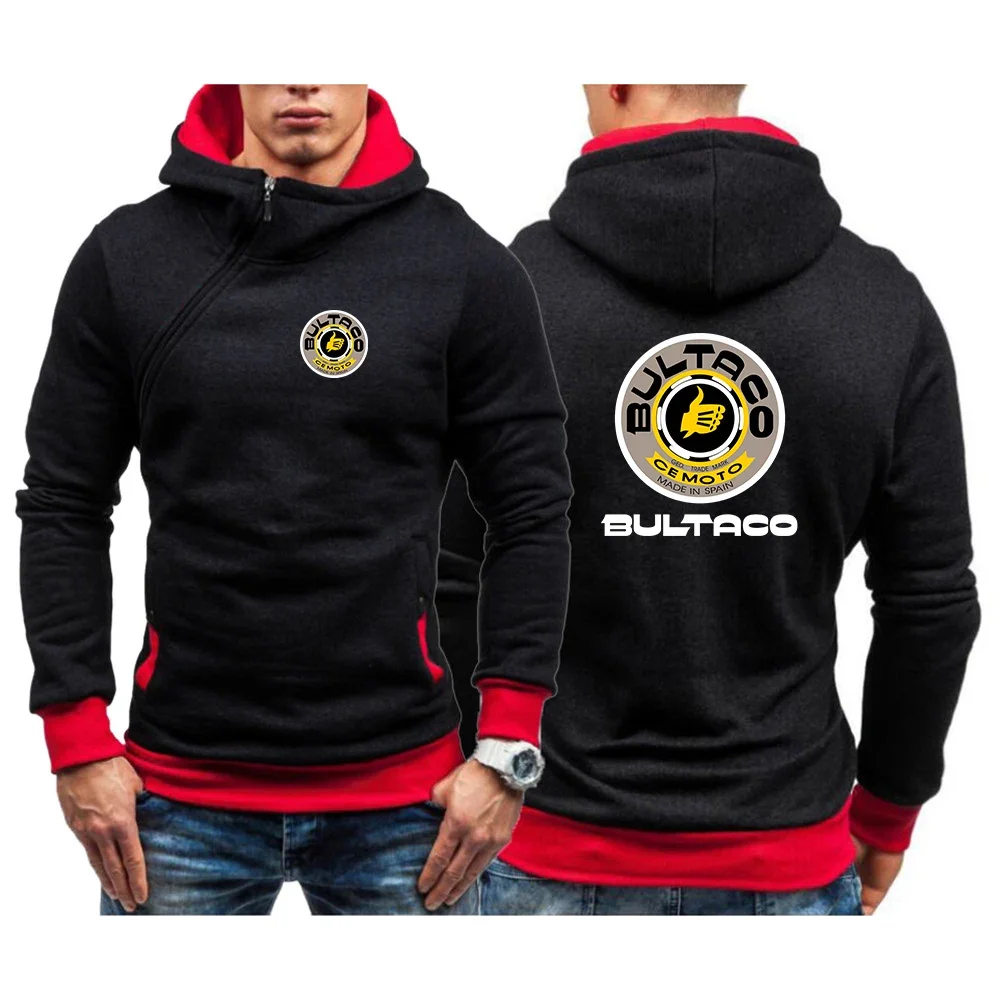 

Bultaco Cemoto Motorcycles 2024 Spring Autumn Brand Men's Hoodie Sweatshirts New Slim Pullover Diagonal Zipper Designe Hooded