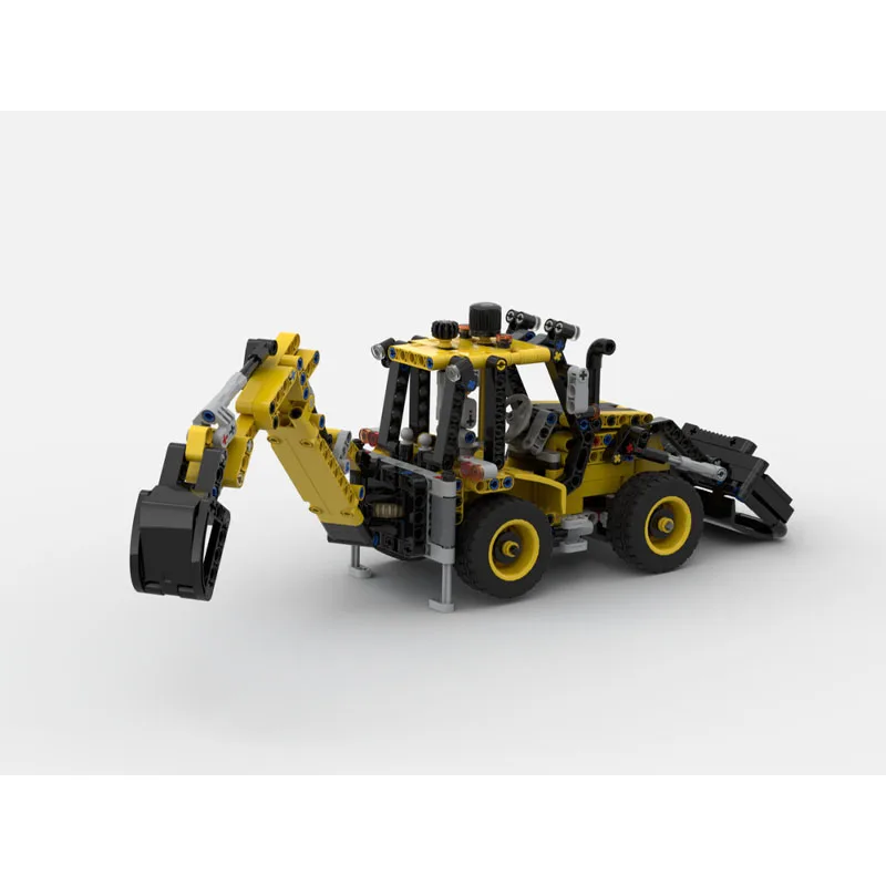 MOC-224318 Klassisches neues Baggerlader-Ziegelmodell, 571-Teile, kreatives Spielzeuggeschenk für Jungen, Kindergeburtstag und Weihnachten