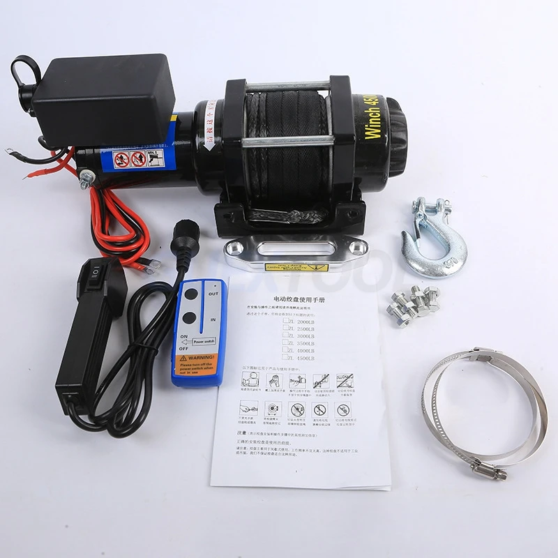 12V24V electric winch 12000 pounds 13500 pounds with remote control suitable for car trailer rope traction belt ATV truck off-ro