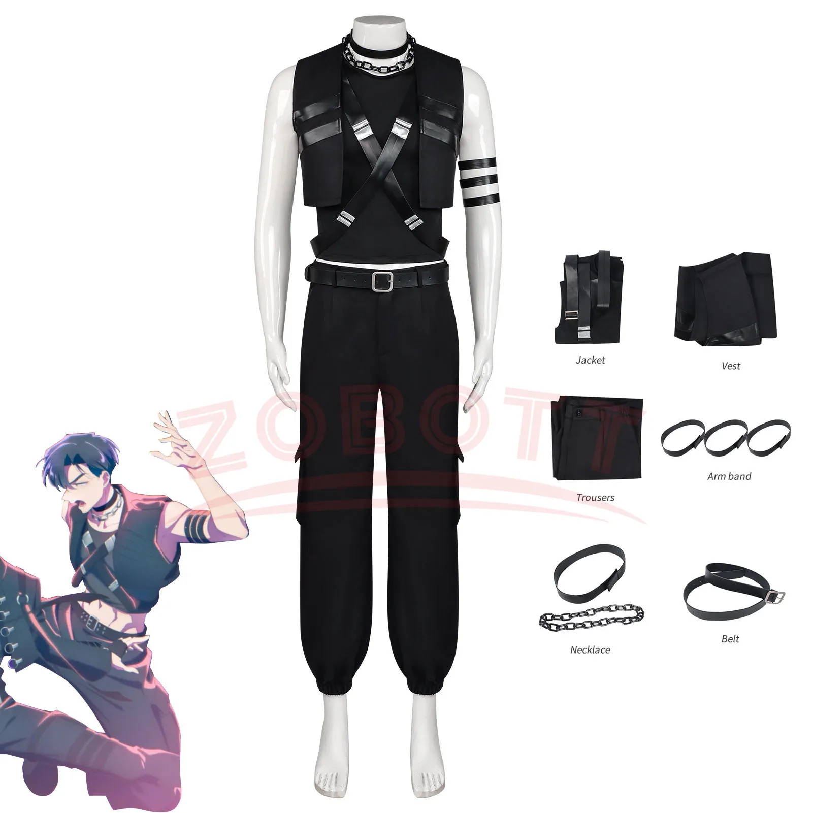 

Anime Tamon's B-Side Rintaro Kai Cosplay Costume F/ACE Stage Outfit Uniform Halloween Women Men Suit