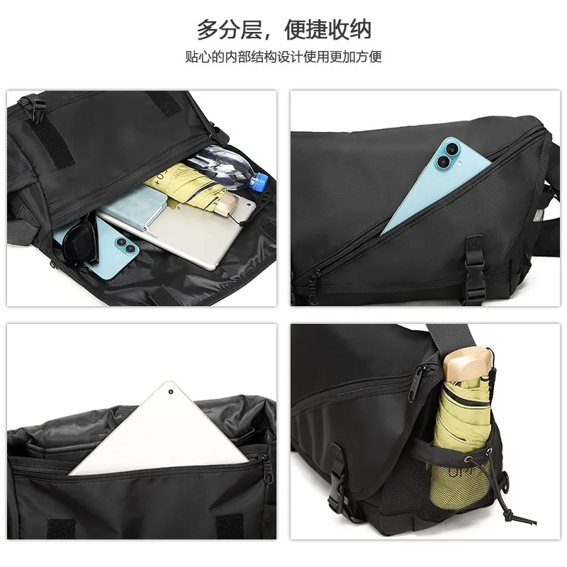 الرجال حقائب الكتف Crossbody حبال عادية ساعي البريد اليابانية الرجال حقيبة ساعي 2026 موضة النايلون القماش حقيبة رجل كبير حقيبة يد