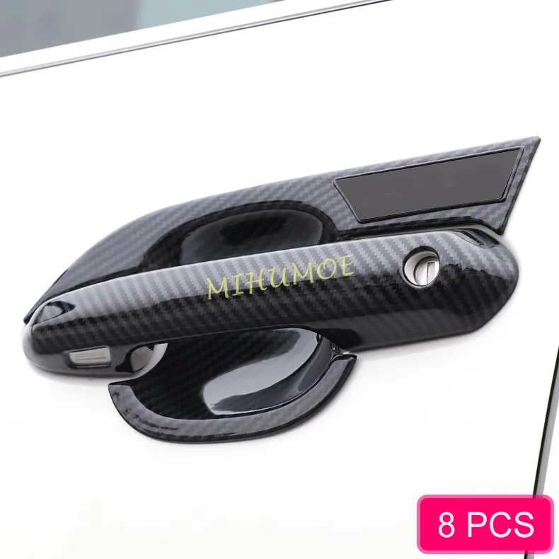 

For Toyota Highlander Kluger 2020-2024 Carbon Fiber Car Exterior Door Handle Cover + Surrounds Trims Decor Accessories