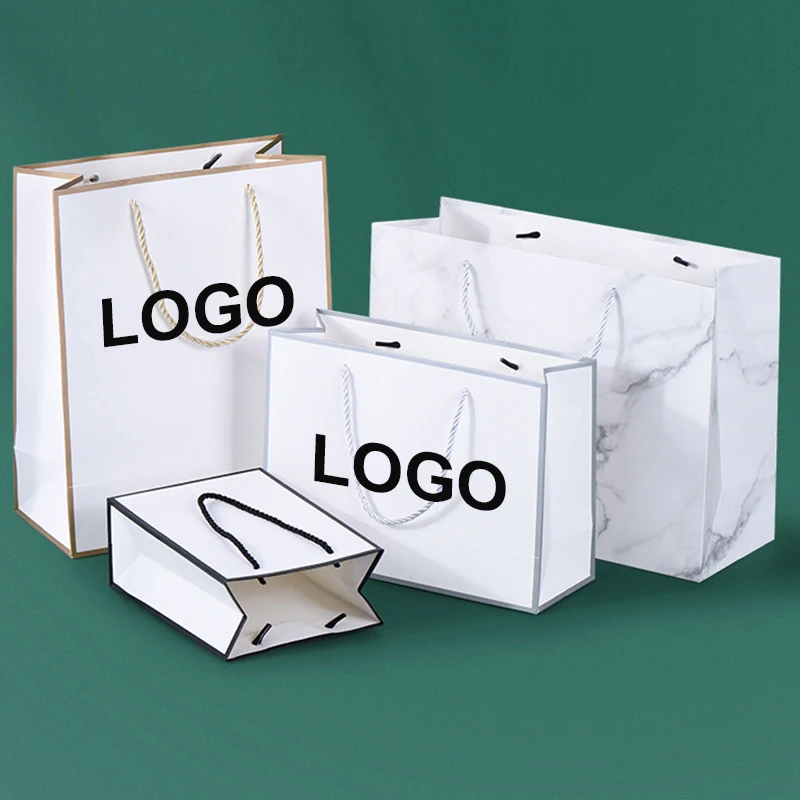 10 قطعة شعار مخصص هدية كيس تغليف من الورق كرافت التعبئة والتغليف التخصيص الأعمال التسوق الملابس حزمة أكياس الزفاف