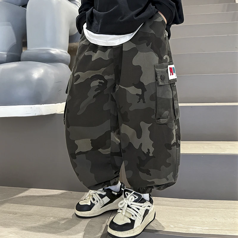 

New Autumn y2k Boys Loose Pants Harajuku Vintage Camouflage Pattern Baggy Casual Sweatpants Hip Hop Kids Child Wide Leg Trousers