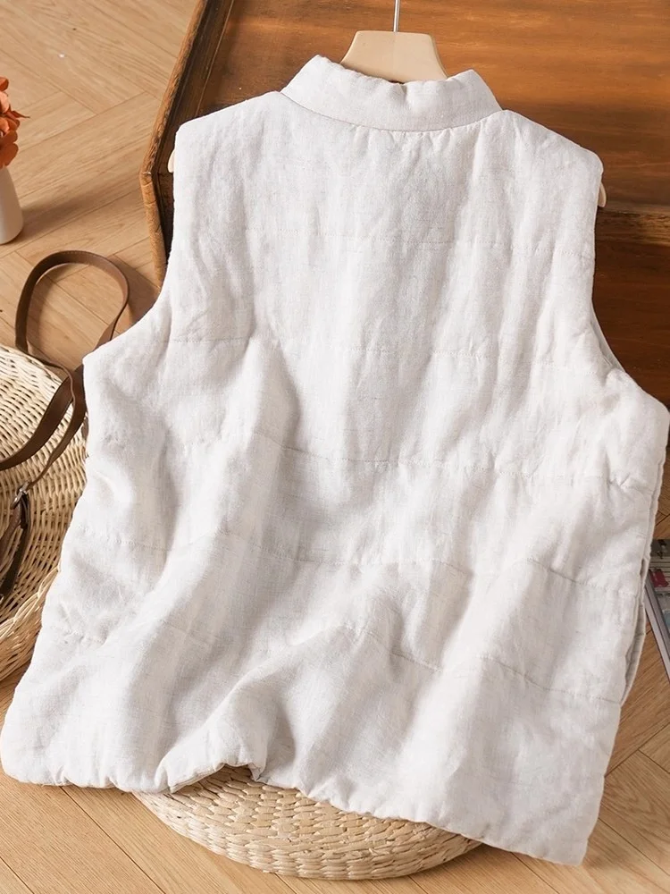 

Warmth And Sle Women's Cotton Vest All-Match Autumn Winter Faion Commute Thiened High Collar ket Detail Jaet