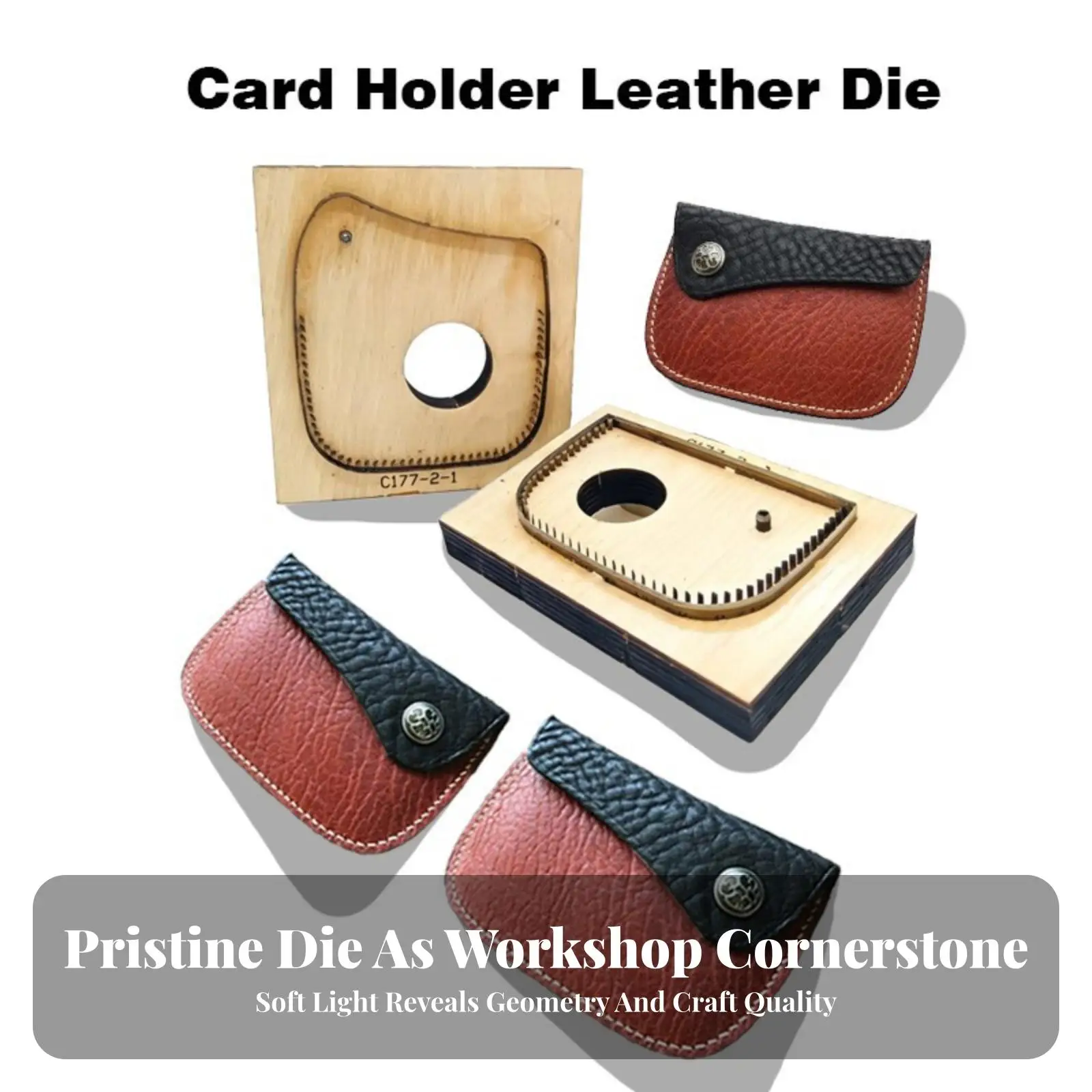 Leather Working Kit Essential Wood Die Cutter for Wallet Panels and Card Holder Craft