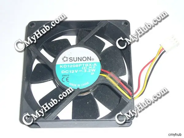 For SUNON KD1208PTBX A DC24V 3.2W 8025 8CM 80mm 80x80x25mm 3Wire 3Pin Cooling Fan KD1208PTBX-A  A, (2).H.F