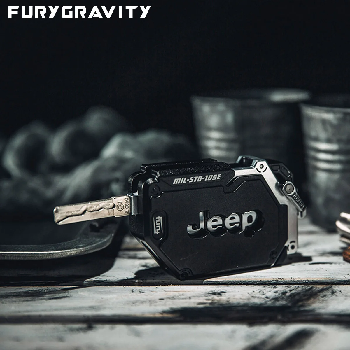 FURYGRAVITY Guscio chiave tattico in alluminio lavorato CNC per Jeep Wrangler JK/JL/JT Rubicon/Sahara/Gladiator