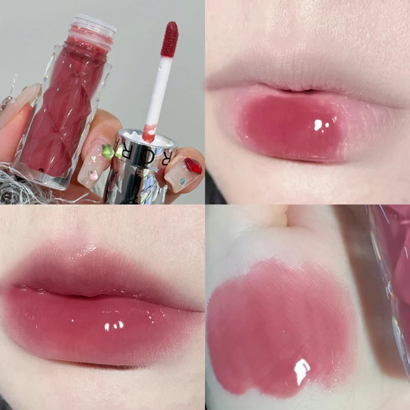 Rouge à Lèvres Brcorporelle à l'Eau Hydratant et Durable, Liquide en Verre Miroir, Transparent, Gelée Nude, Cosmétique