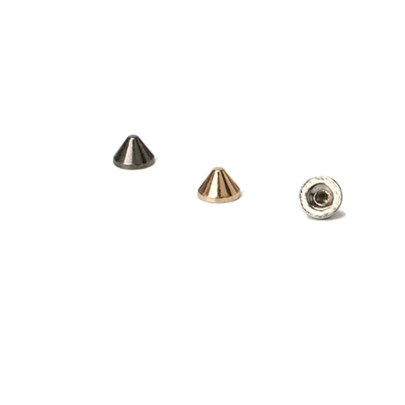 100sets 9*6mm Cone Spots Metal Punk Spike Leathercraft Rivets Bullet Spikes Rivets for Collar Shoes