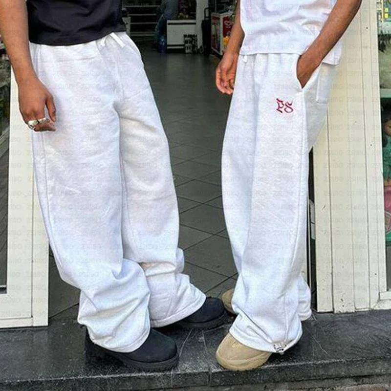 الموضة الأمريكية المطبوعة Sweatpants الهيب هوب شارع العليا عادية فضفاض بنطلون مستقيم السراويل الرجال النساء Y2K واسعة الساق الرياضة #4