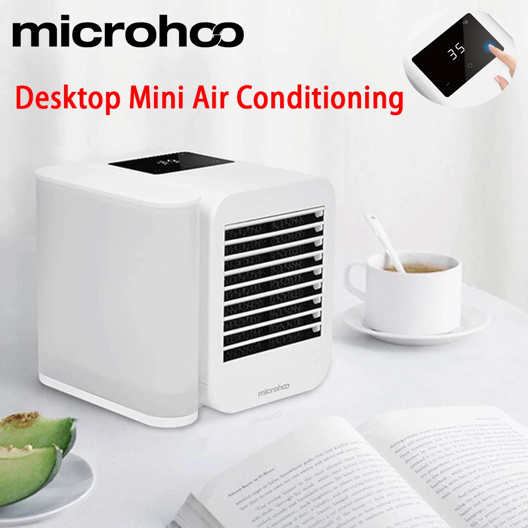 

Microhoo 3 в 1 мини-кондиционер, вентилятор водяного охлаждения, сенсорный экран, таймер, артичный охладитель, увлажнитель, безлопастной вентилятор кондиционера
