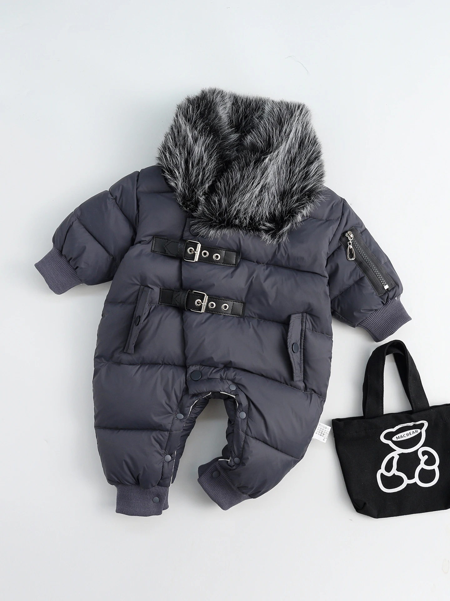 

Sli Winter down Onesie for Baby Boys Warm Outdoor Clothes Trendy Casual All-in-One Suit Korean Sle Thiened Long Sve