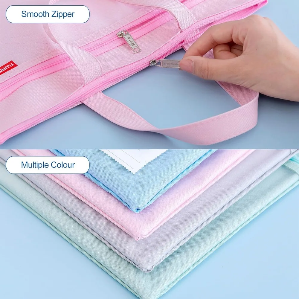 Kantong Ritsleting Jaring 11X13.7 Inci, 2 Buah Tas File Tahan Air Saku Ganda Besar dengan Pegangan, Penyimpanan Dokumen Lipat Ukuran A4 untuk