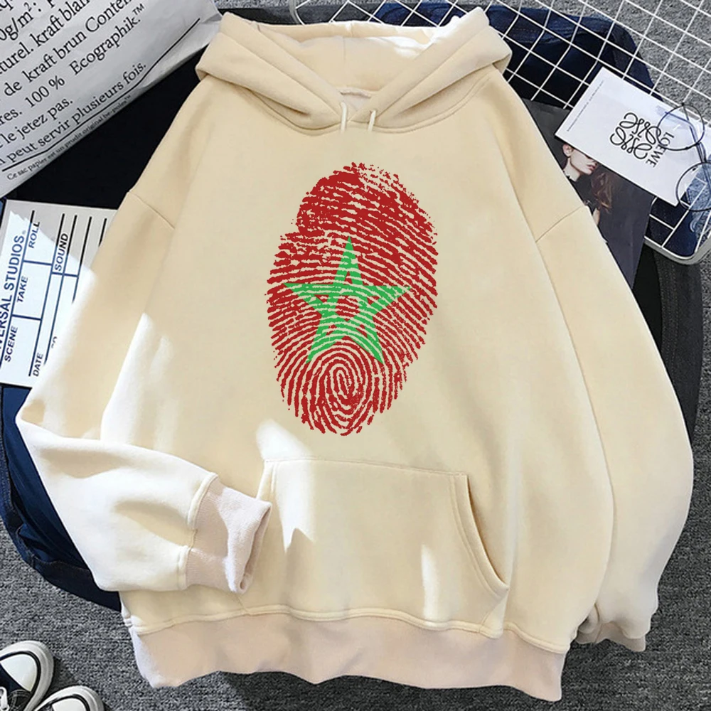 Maroc-Sudadera con capucha de lana para mujer, suéter de estilo coreano, ropa de calle de anime, Marruecos