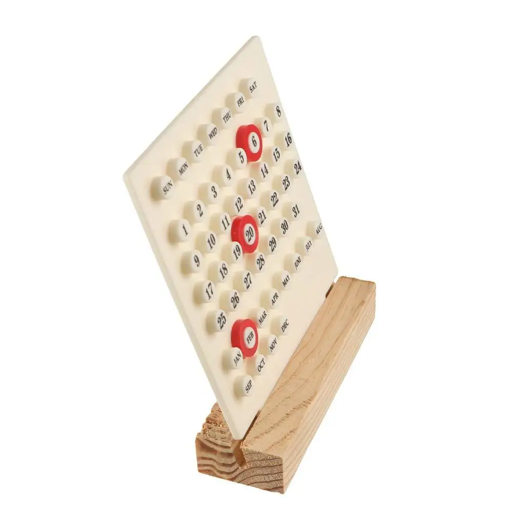 Wooden Base Acrylic DIY Calendar Ten Thousand Year Detachable Wooden Desk Calendar Reusable Hand-Operated