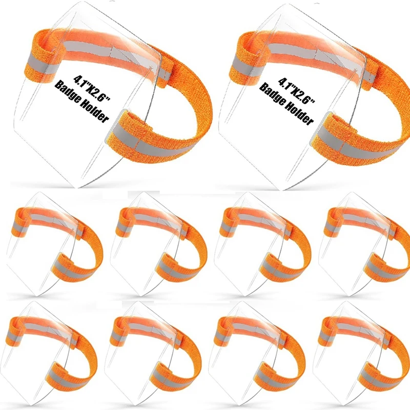 حامل شارة ذراع متين ، شارة معرف ، علامة اسم بلاستيكية شفافة ، مشبك ربط وحلقة ، تناسب آمن