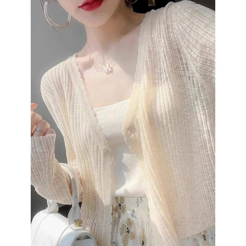 

Knitted Cardigan Women's Spring New Sunscreen Top Small Shawl Short Coat