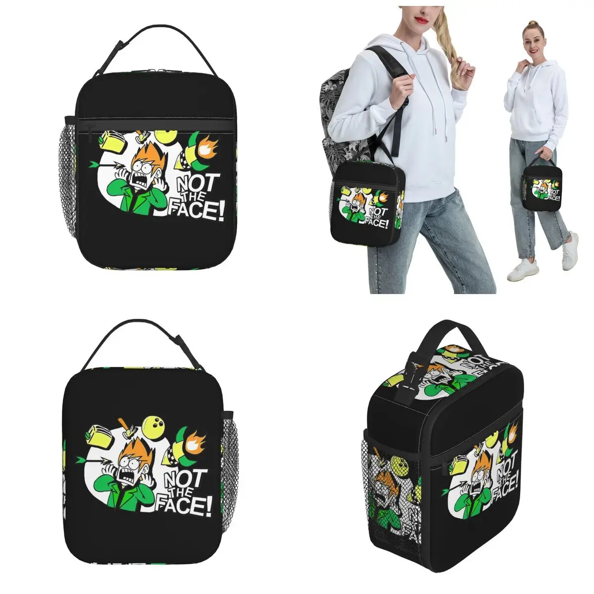 Anime Eddsworld Not The Face Animation Insulated Lunch Bags Food Bag Portable Cooler Thermal Lunch Box For Travel