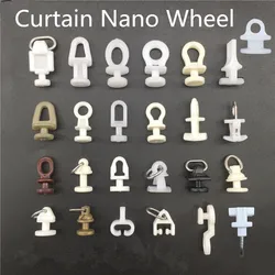 10pcs Curtain Nano Wheel Straight Track Curved Track Roller Curtain Hook Roller  Aluminum Alloy Track Decoration Accessories