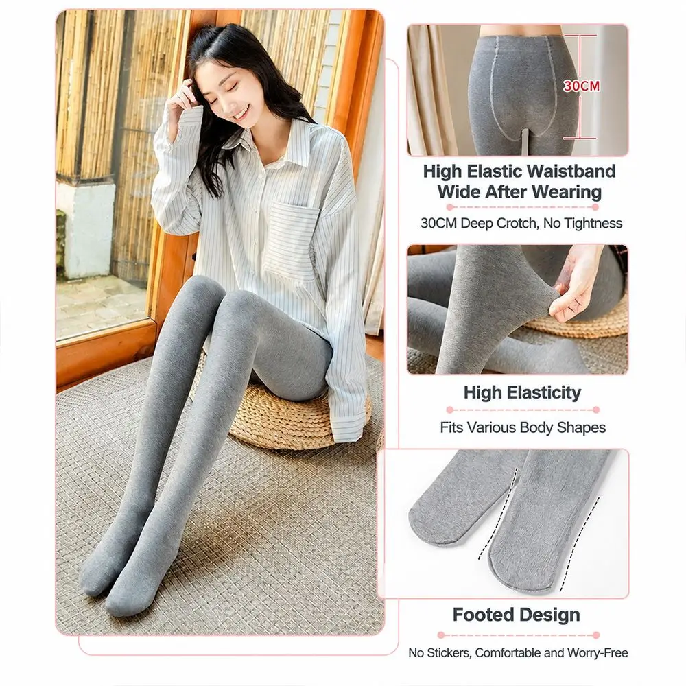 Elastic Vertical Stripe Leggings High Waist Solid Color Thermal Leggings Thickened Keep Warm Women's Pantyhose Autumn Winter