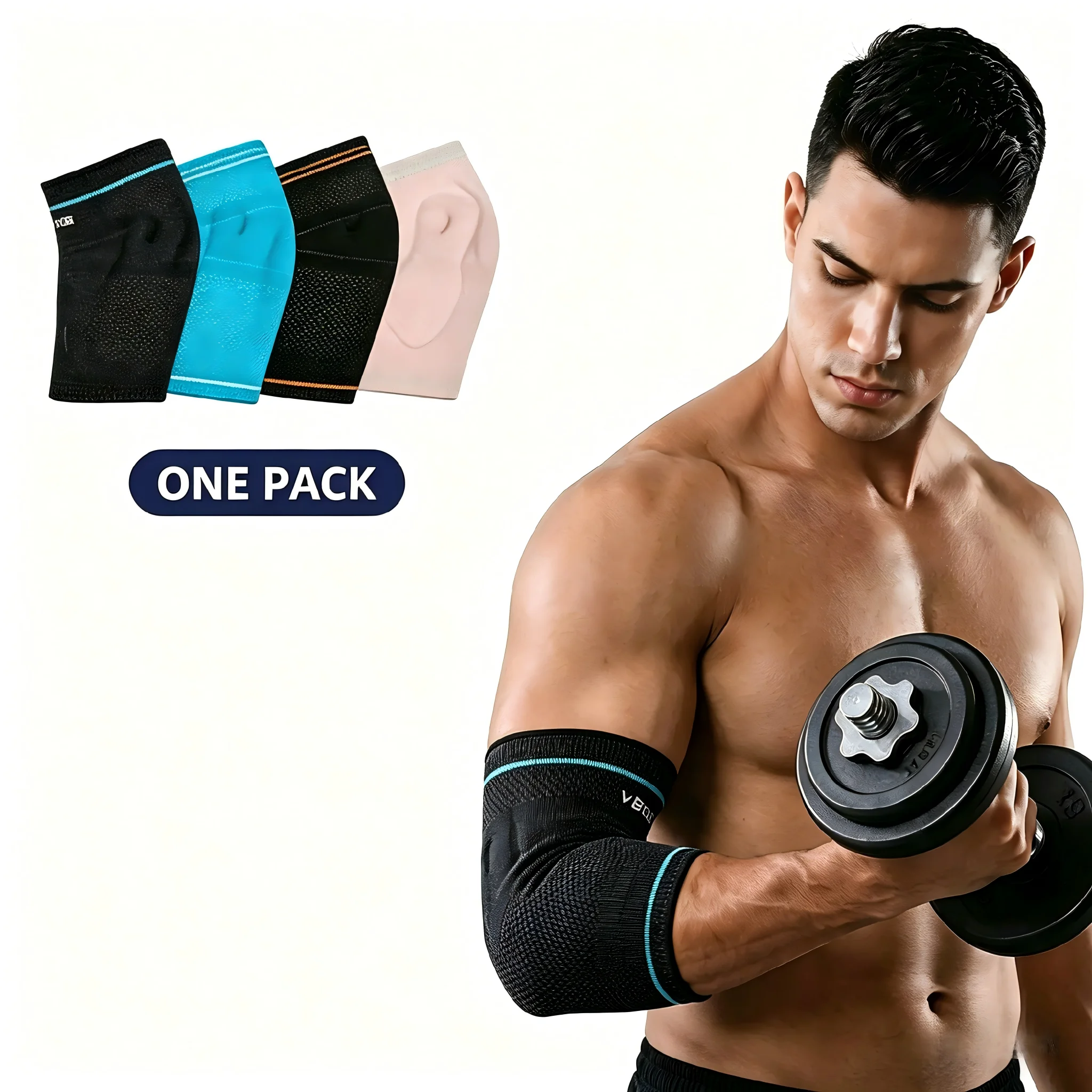 

VBOSI 3D Breathable Elastic Elbow Brace Support Sleeve, Joint Stability Injury Protection Pad for Gym Workout Basketball Sports