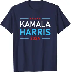 Kamala Harris-男性用コットングラフィックTシャツ,大統領選挙キャンペーントップ,ストリートウェア,72619, 2024