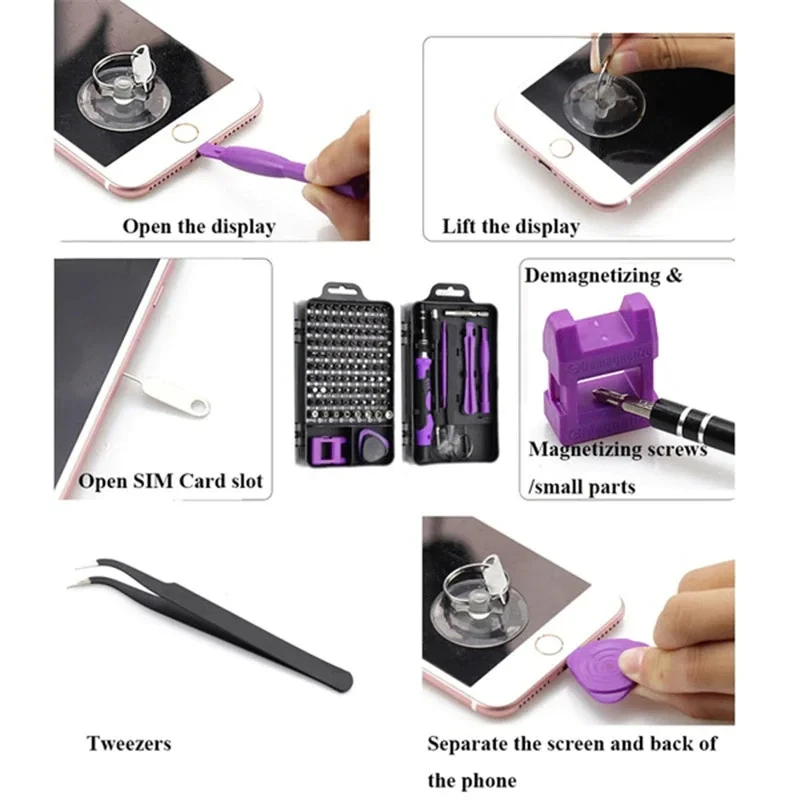 115 in 1 screwdriver set computer PC mobile phone equipment repair multi-function screwdriver insulated manual repair tool