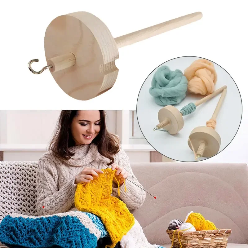 YOMDID Creative Whorl Yarn Spin Wooden Drop Spindle Wool Yarn Brush Handmade Spinning Wool Storage Beginners Sewing Accessories