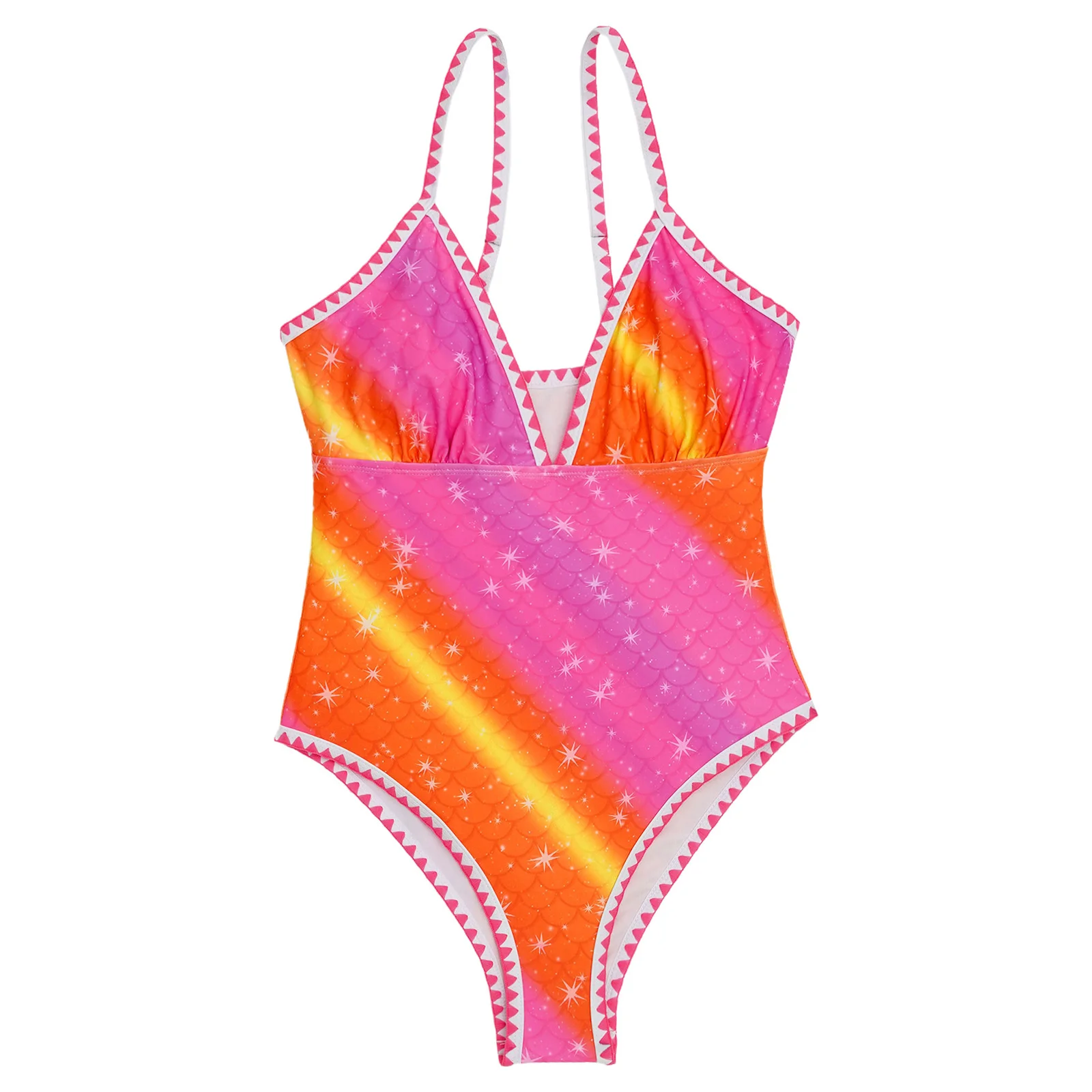 

Sexy One-piece Mermaid Swimsuit Bodysuit Women Summer Sleeveless Deep V Neck Swimwear Fish Scale Print Bathing Suit Beach Wear