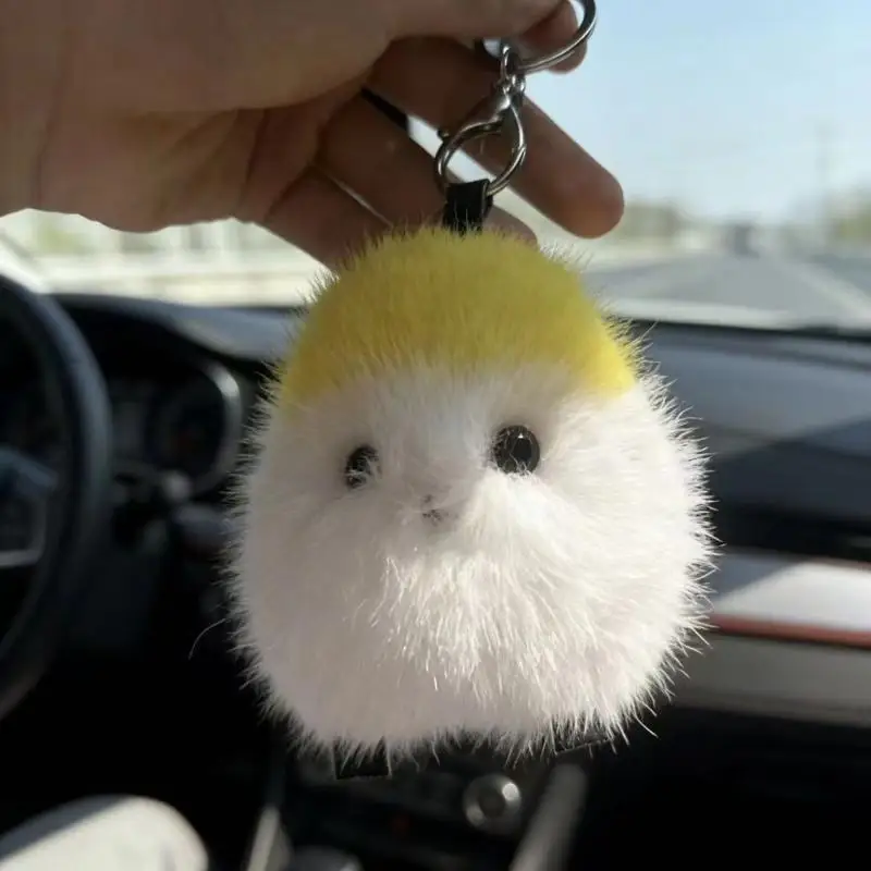 Adorable Fluffy Bird Plush Keychain Soft Round Stuffed Bird Pendant Backpack Handbag Decor Perfect Gift for Little Girls