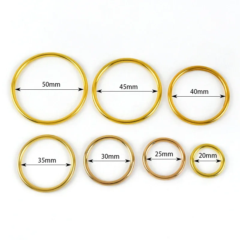 Meetee 10pcs O Ring Buckles Metal Round Circle 20-50mm for Clothing Handbag Rings Button Hardware Leather Crafts Accessories