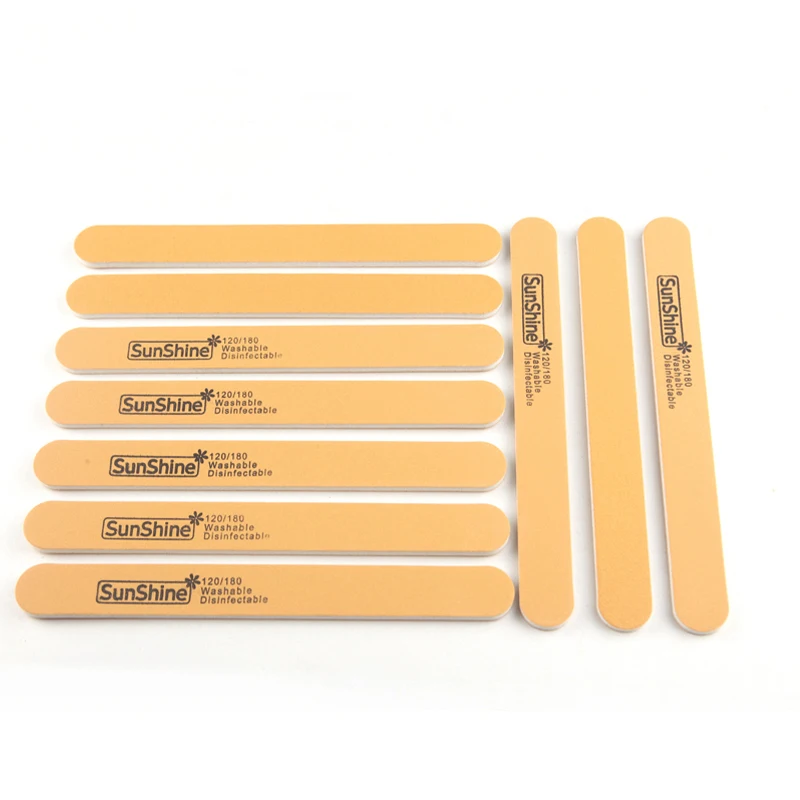 SunShine 25pcs Professional ไม้เล็บแฟ้ม Emery BOARD หนา 120/180 กรวดสําหรับ UV GEL เล็บ Sanding Care เครื่องมือ