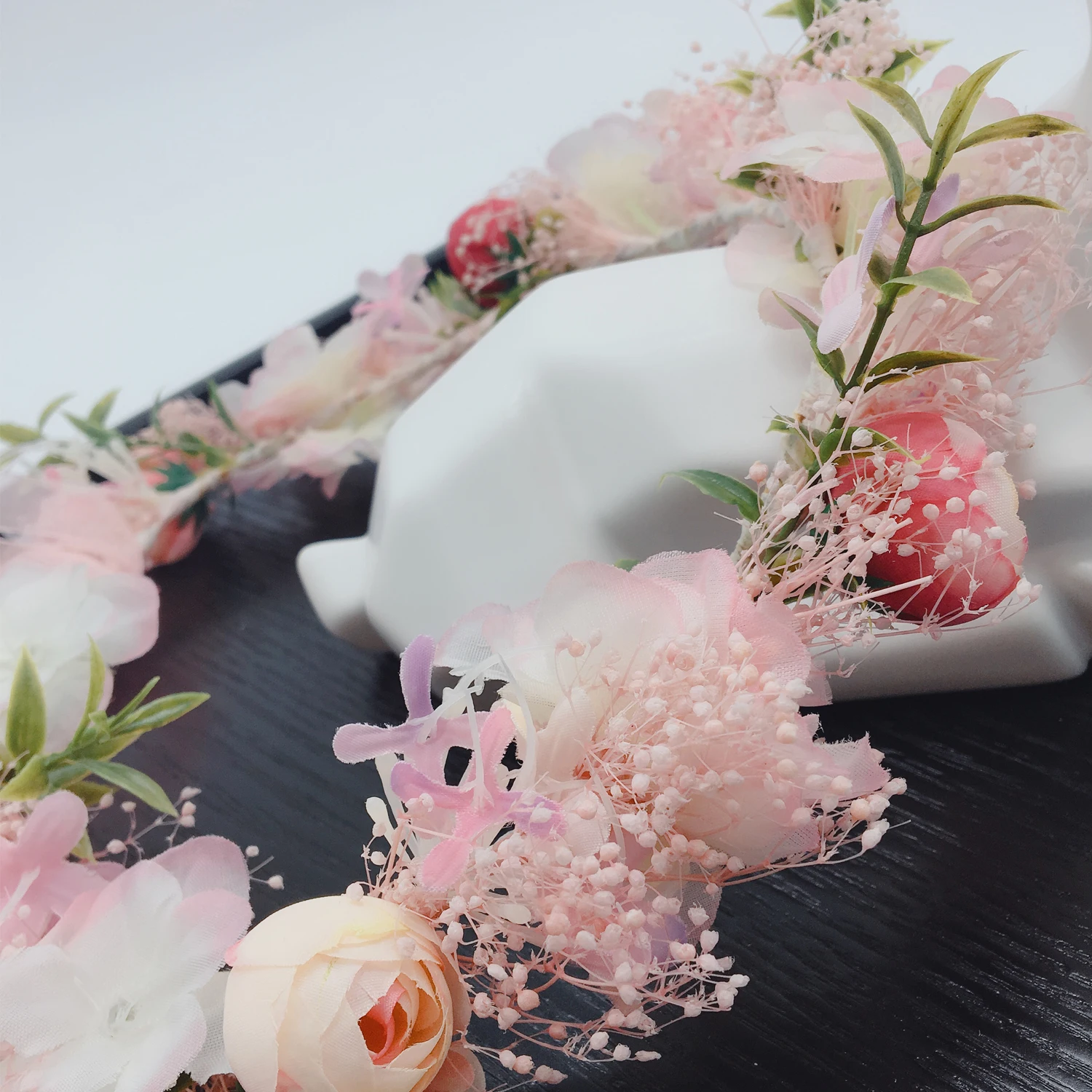 Real small white Flower Wreath bridal headband headdress ornament Kids children Flower Crown hair accessories adjustable garland