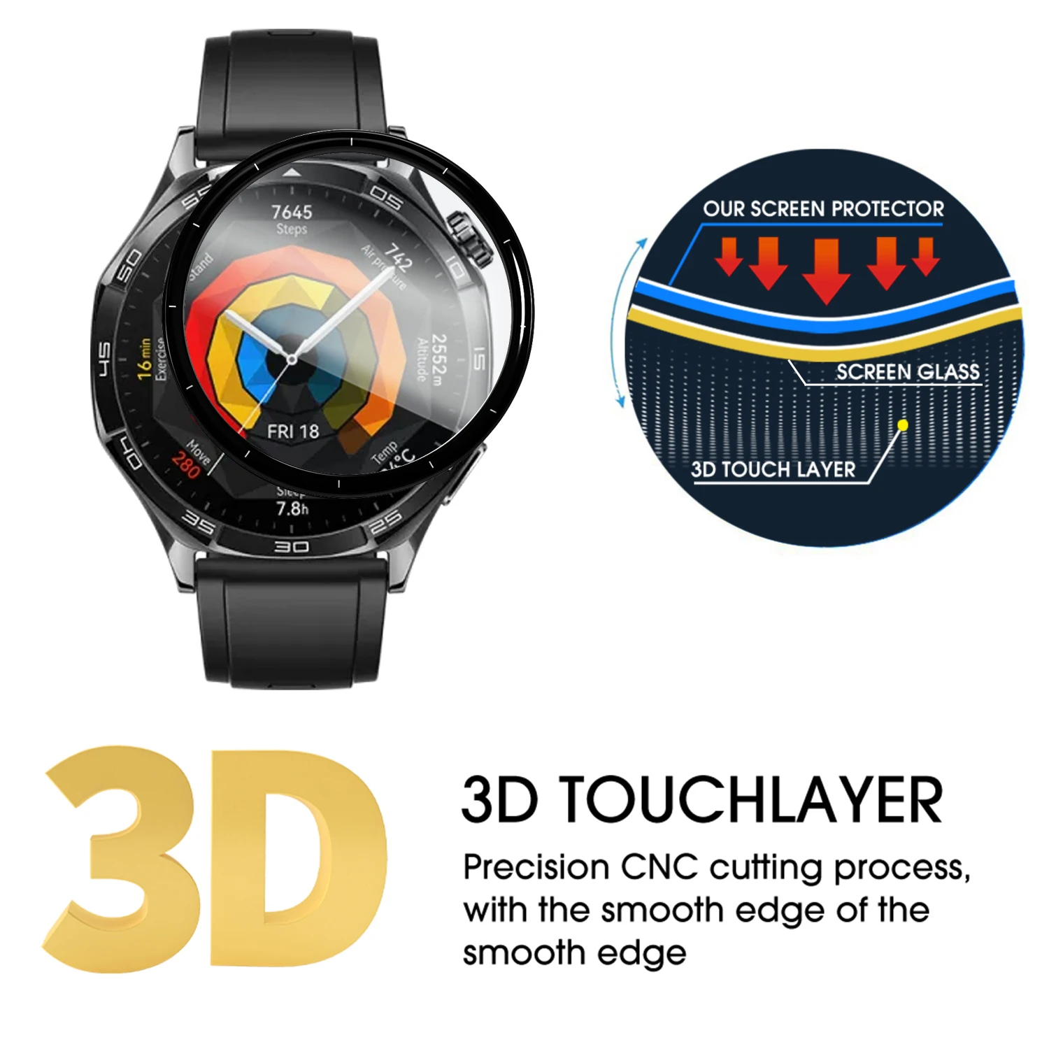 Protector de pantalla de borde suave para Huawei Watch 5 películas protectoras flexibles curvadas 3D antiarañazos para Huawei Watch5 42mm 46mm