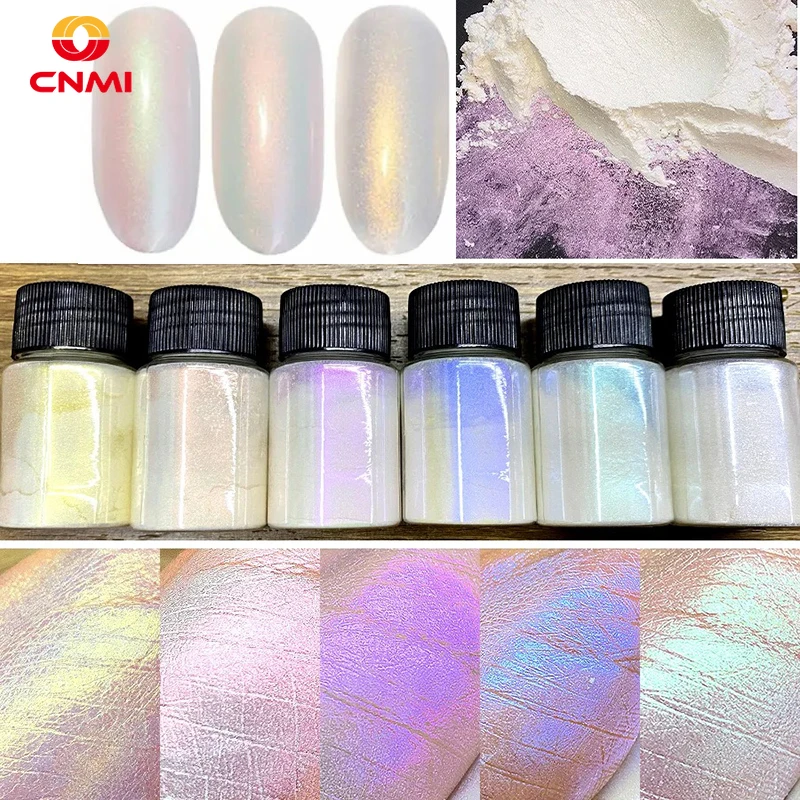 

6Colors 10g White Peacock Pearl Mica Powder Car Paint Cosmetics Eyeshadow Nail Glitter Soap Dye Polarized Symphony Mica Pigment