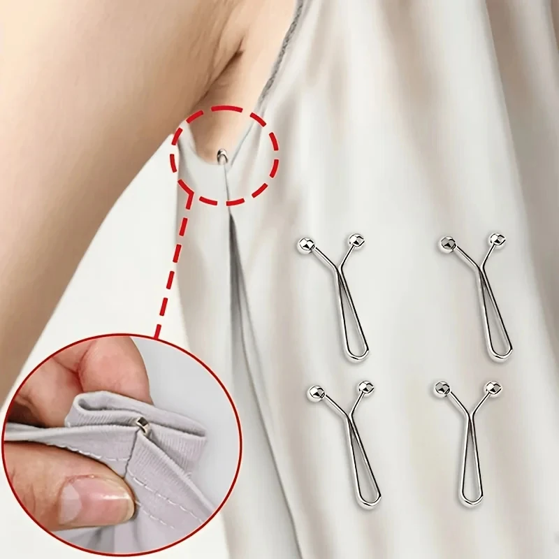 6Pcs Invisible Anti-exposure Clothing Buckle, No Sew Detachable Armpit Shrink Clip, Sleeveless Top Cuff Fixing Clips For Daily