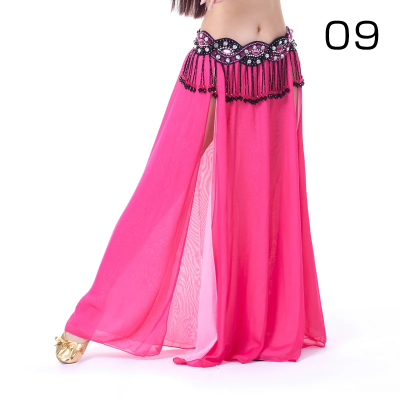 女性セクシーなベリーダンススカートダブルスリットシフォンダンススカートオリエンタルベリーダンスステージパフォーマンスショーカーニバル衣装