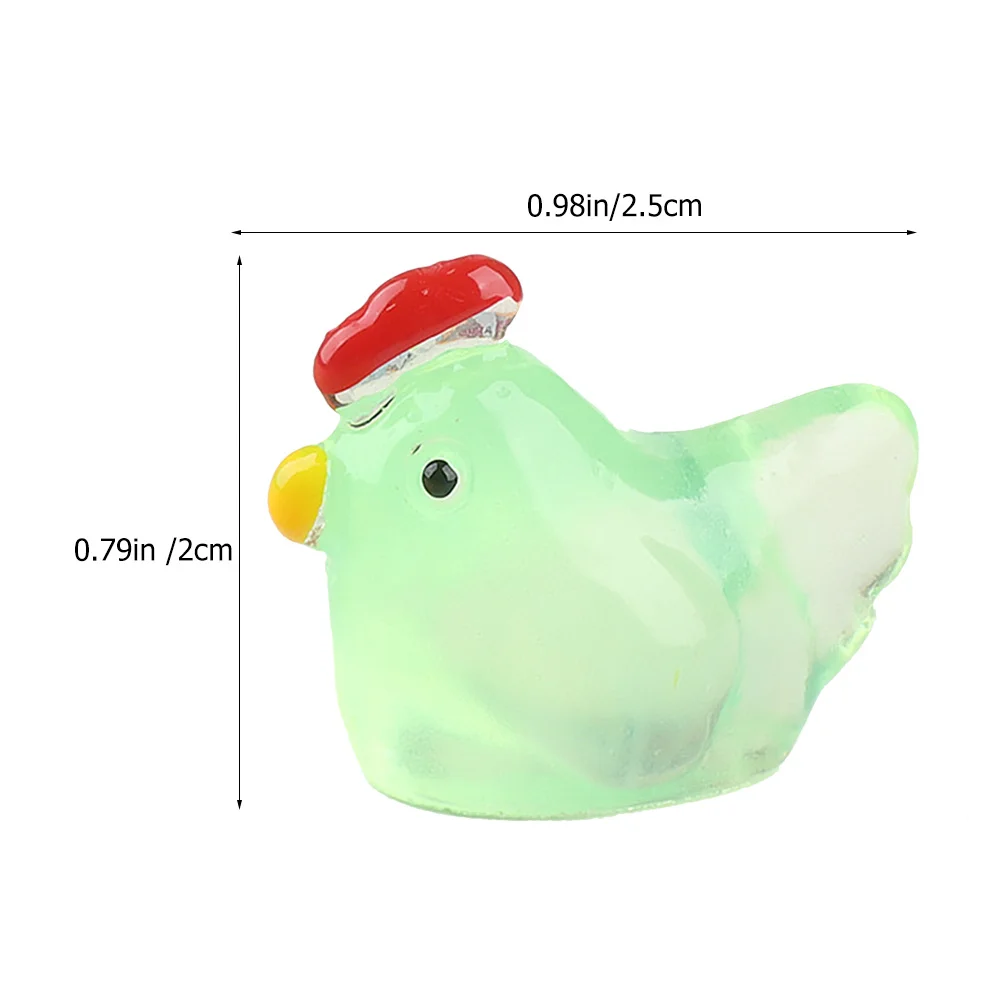 20 قطعة من حلي الدجاج الصغيرة المضيئة تتوهج في الراتنج الداكن زينة الدجاج الصغيرة للمنزل والمكتب والحديقة #6