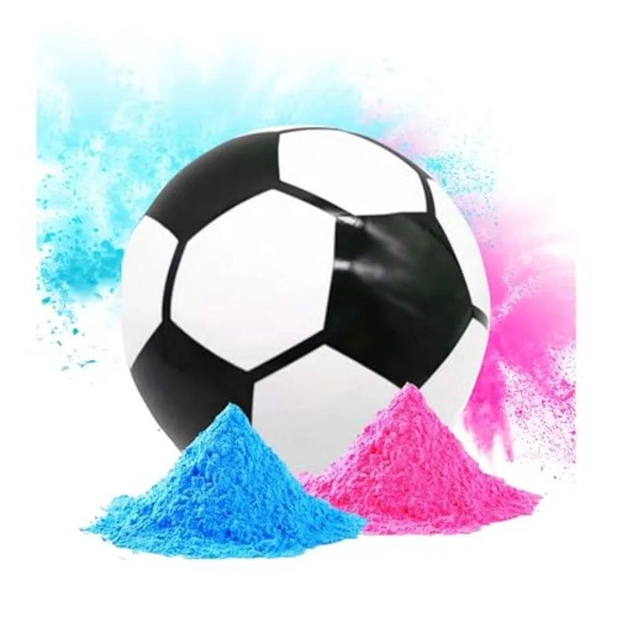 

Gender Reveal Soccer Ball - 5.5" Ball with Pink and Blue Holi Colored Powder - Perfect for Baby Boy or Girl Revealing Party Out