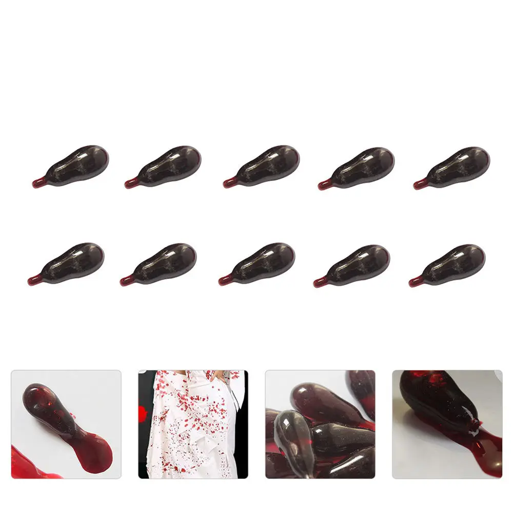 

10pcs Artificial Blood Pills -Based Safe Formula Halloween Party Prop Tricky Capsules Creative Prank For Adults Fake