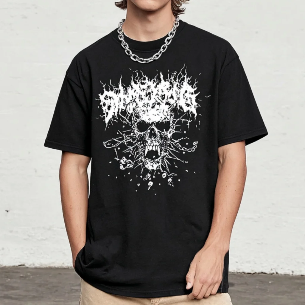 

Teevo Men's Short Sleeve T-Shirt Skull Splatter Graphic Print Casual Streetwear Daily Wear