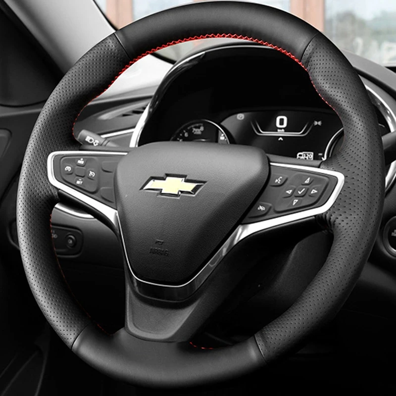 Hand Made Black Artificial Leather Car Steering Wheel Cover For Chevrolet Malibu XL 2016 2017 Equinox 2017 2018 Buick Velite 5