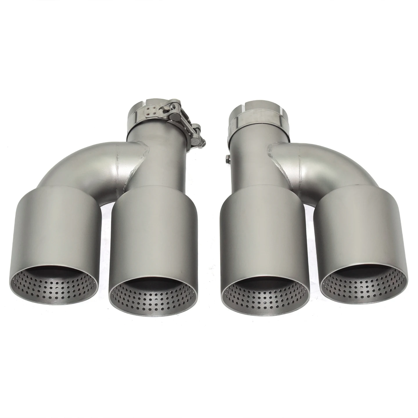 Universal Matte Silver Stainless Steel Exhaust  Tips With AK Logo for VW Golf R MK6 MK7 Exhaust Tips Muffler view 2