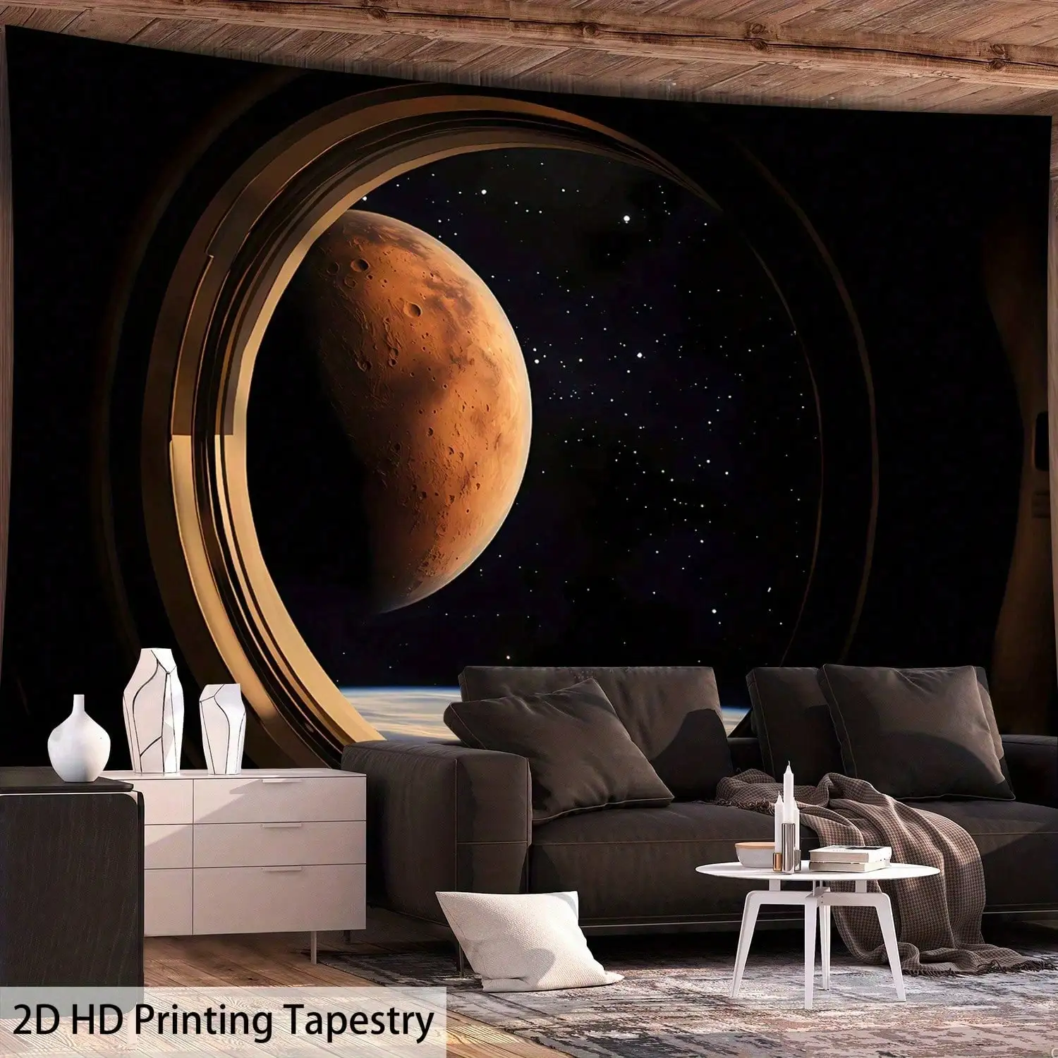 Mars Planet Tapestry - Space View Wall Hanging, Sci-Fi Window Art, Cosmic Exploration Decor, Multiple Sizes