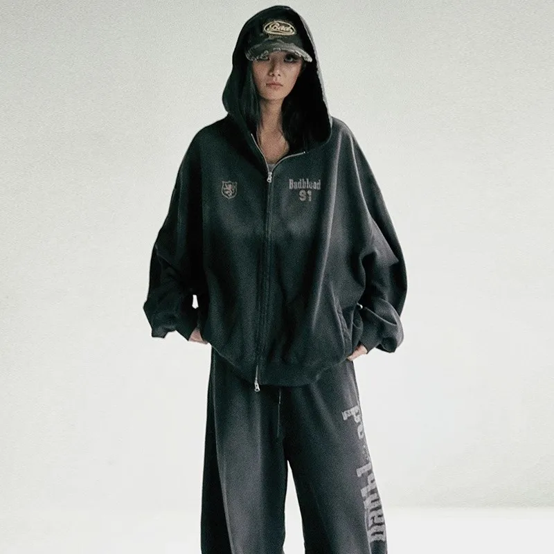 

Badblood bcac series ретро стираная винтажная толстовка с капюшоном спортивная нишевая дизайнерская куртка