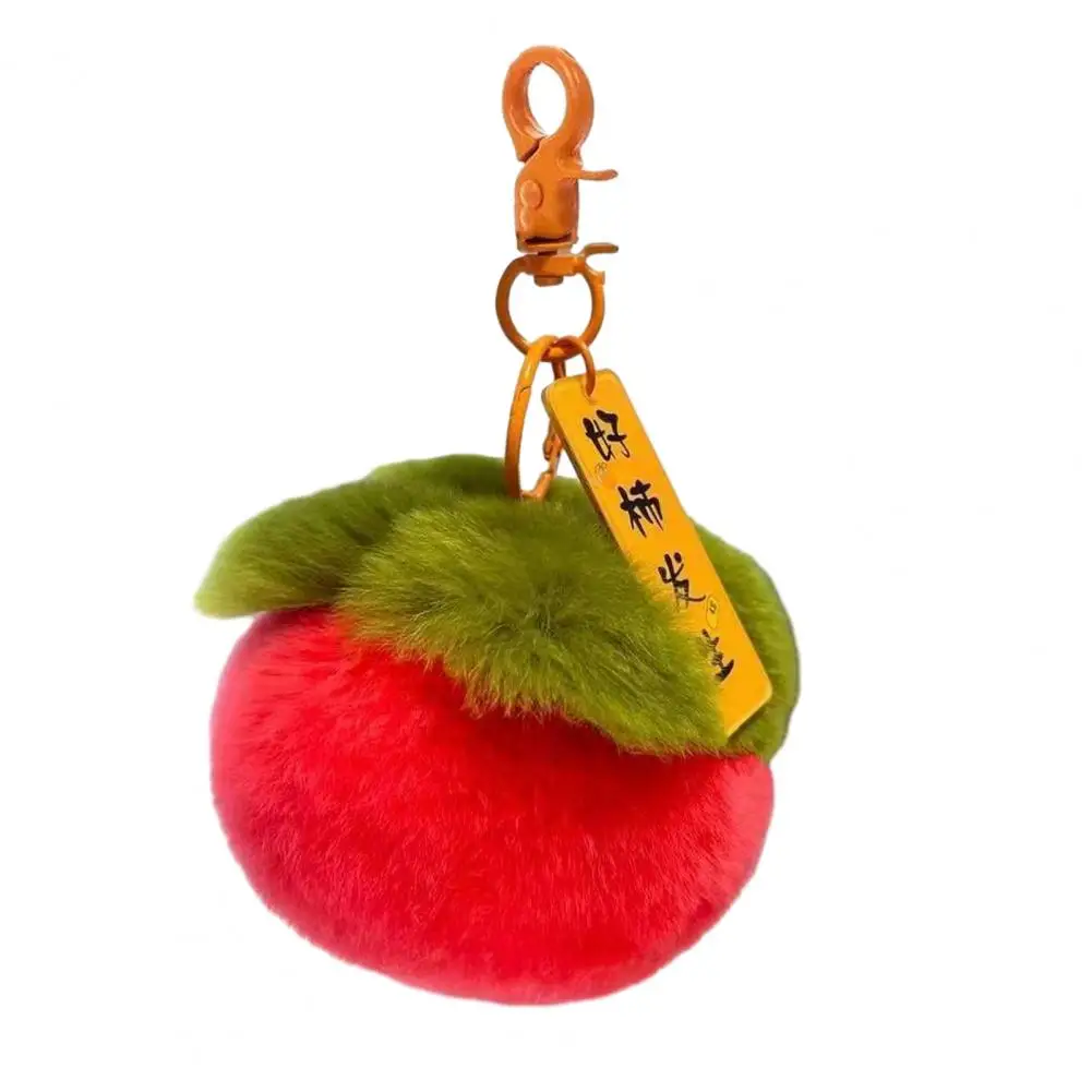 Realistic Fruit Keyring Colorful Persimmon Plush Keychain Soft Fruit Doll Ornament for Backpack Lucky Blessing Band for Kids