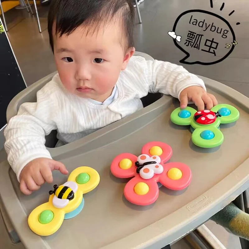 1PCS Baby Cartoon Fidget Spinner Toys Colorful Insect Gyro Educational Toy Fingertip Rattle Bath Toys for Boys Girls Gift